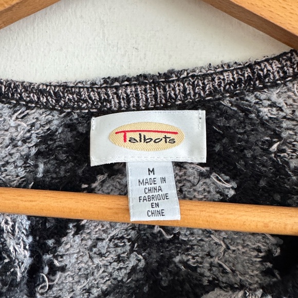 Vintage 90s Talbots linen cotton chevron chunky knit cardigan sweater sz medium - Picture 5 of 6